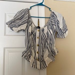 off shoulder striped shirt